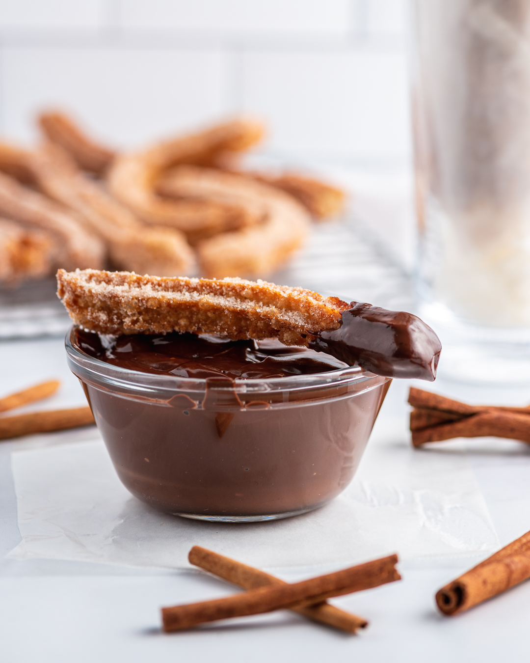 Churros with Chocolate Dip - The Baking Explorer